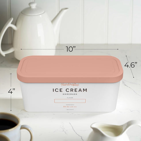 Set 2 2 Frozen ZICOTO of Reusable Ice Cream Tub Containers Quart Each - Perfect for Homemade Sorbet, Yogurt Or Gelato