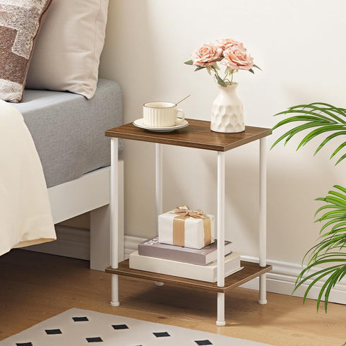 2-Layer WH09BZ01 HOOBRO End Tables, Small Side Table, Nightstand with Storage Shelves, Sofa Table for Small Spaces