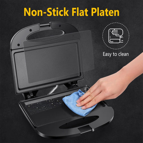 Aigostar Sandwich Maker with Non-stick Deep Grid Surface for Egg, Ham, and Steaks, Compact Electric Grill