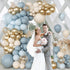 147pcs Dusty Blue Balloon Garland Arch Kit, Light Baby Blue Sand White Metallic Gold Confetti for Birthday Wedding