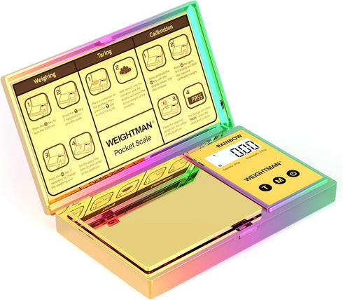 Shiny Digital Gram Scale 200g x 0.01 by WEIGHTMAN, Chrome Rainbow Mini Scale for Food