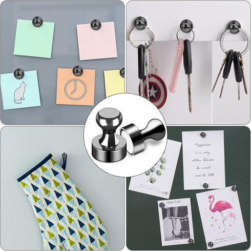 LOVIMAG 30Pcs Fridge Magnets Small Refrigerator Magnets, Black Neodymium Magnets for Whiteboard Strong Fridge Magnets Adult, Push Pin Magnets for Kitchen, Office, Classroom, Picture, Locker