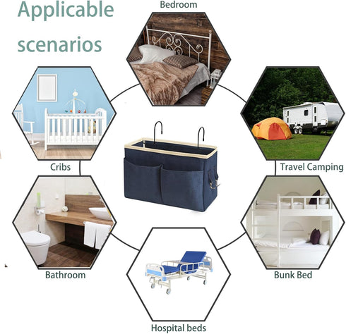 Someteth Phones2pc Bedside Caddy Bedside Hanging Storage Basket Multi-Function Organizer Caddy for Bunk and Hospital