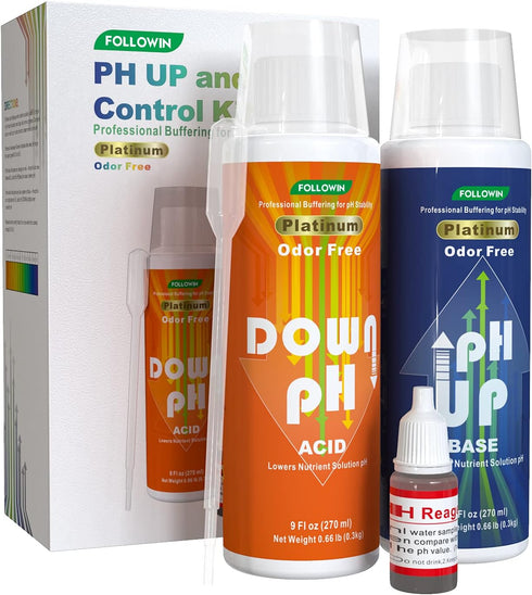 FOLLOWIN pH Up and Down Control Kit (9oz+9oz), Hydroponics pH Tester Calibration