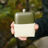 Foster & Rye 6oz Flask Whiskey Men-Stainless Steel Alcohol Matte Army Green with Canvas Wrap, Set of 1