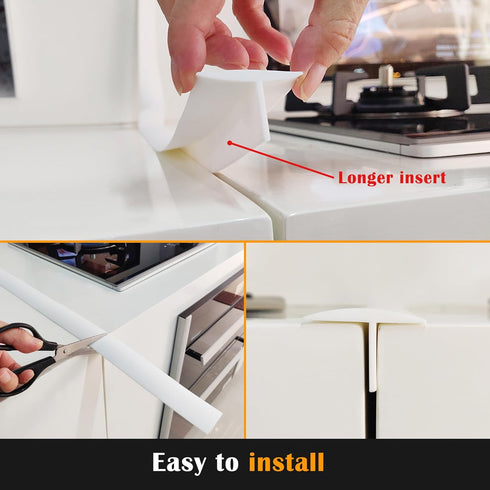 KindGa Stove Gap Covers, Silicone Counter Gap Filler for 30 Inches, Set of 2 White for Appliances