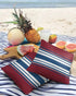 Navy Blue Burgundy Red Color Stripe Outdoor Pillow Covers Set of 2, Waterproof Throw Pillow Case, Cotton Linen