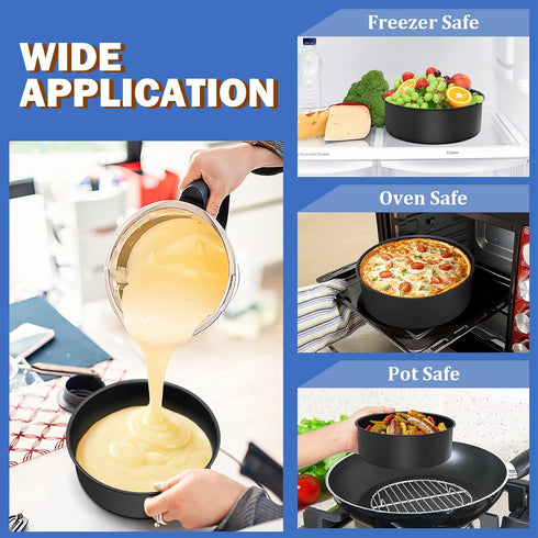 P&P CHEF 8 x 3 Inch Nonstick Cake Pan Set of 2, Round Baking Pans for Birthday & Wedding Layer Cake