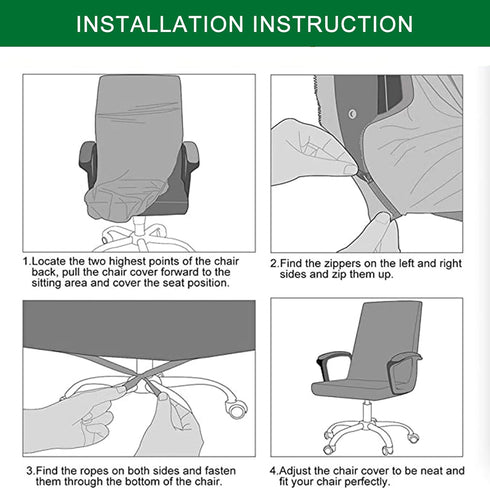 CRFATOP Stretch Computer Office Chair Cover with Durable Zipper, Universal Rotating Desk Chair Slipcover