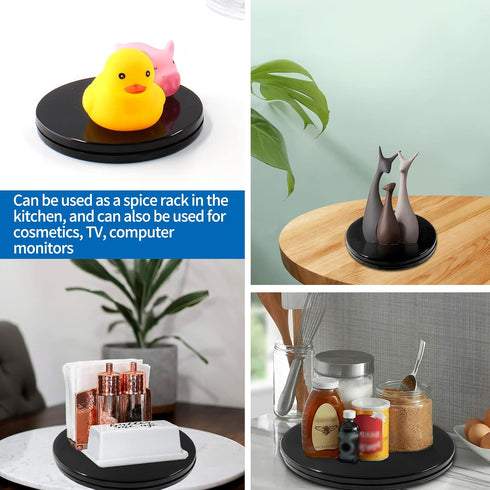 Bivethoi 2 Pack Mini Turntable Organizer, Black Rotating Tray, Acrylic Ball Bearing Plate for Kitchen, Spice Rack, TV