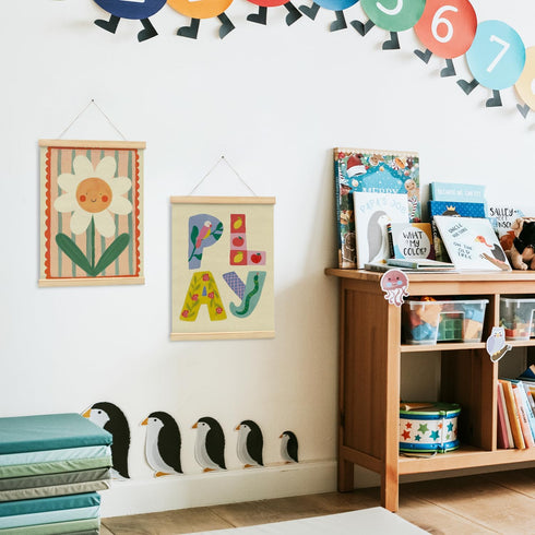 NaZaUK 12x16 Inch, Set 2 Playroom Wall Decor, Boho Kids Girl Nursery Wall Art, Playroom Calming Corner Classroom