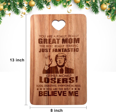 Gift for Mom - Wooden Cheese Charcuterie Board, Unique Christmas, Mother's Day, Birthday Presents