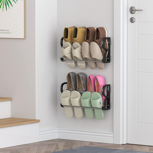 Hanging Shoe Rack 2 Pack, Wall Mount Shoe Rack with Sticky Hanging