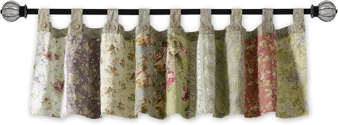 Greenland Home Blooming Prairie Authentic Patchwork Tab Top Window Valance, 84 x 21