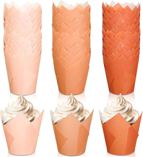 Whaline 180Pcs Terracotta Tulip Cupcake Liners | Greaseproof Muffin Baking Liners for Parties