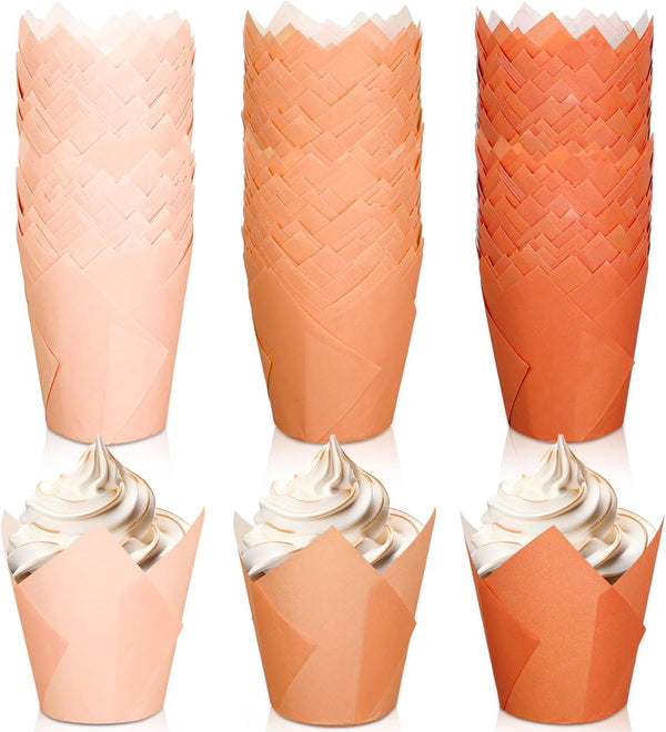 Whaline 180Pcs Terracotta Tulip Cupcake Liners | Greaseproof Muffin Baking Liners for Parties