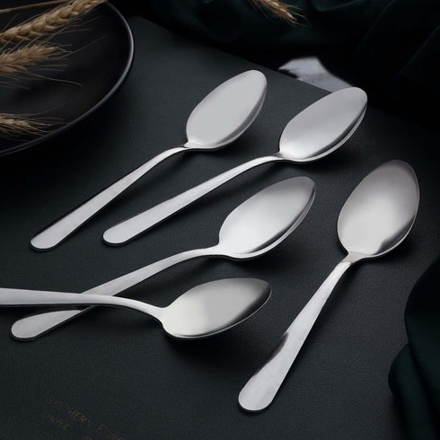 Unokit 36-Piece Silverware Set, 6.7 inch Stainless Steel Dinner Spoons, Dessert Spoon, Tablespoon, Mirror Polished,
