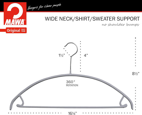 Mawa by Reston Lloyd Non Slip Metal Clothing Hanger, Smooth Shoulder Support with Skirt Hooks, Model 42-U