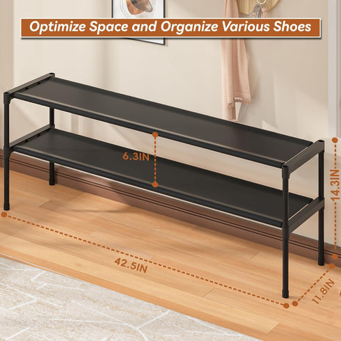 2 Closet LUKYTOWER Extra Long Shoe Rack Tier Shoe Storage Organizer Wide Stackable Shoe Organizer Racks