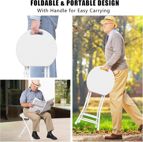 18 Inch Pack 2 440lbs Folding Stool, Foldable Stool with Handle & Steel Frame, of Folding Bar Stools, Sturdy Foldable