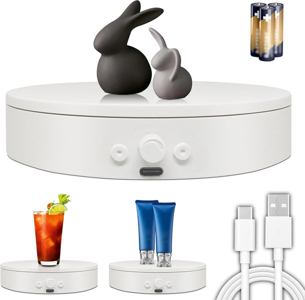 Rotating Display Stand with USB Power Cable, Mute Rotating Turntable 5.9" 11lb