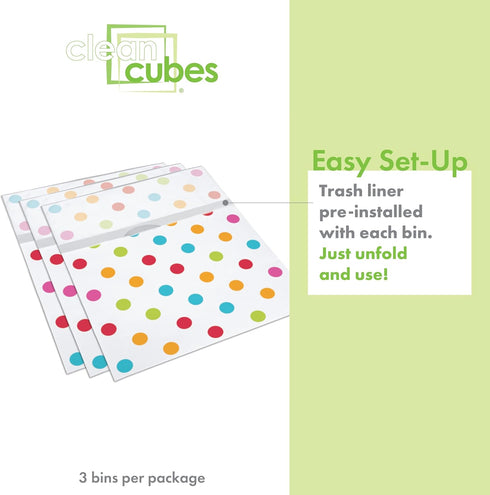 13 (3-Pack) 17" 13.5" 10" Clean Cubes Gallon Disposable Pop-Up Trash Cans with Fitted Bags Foldable Garbage & Recycling