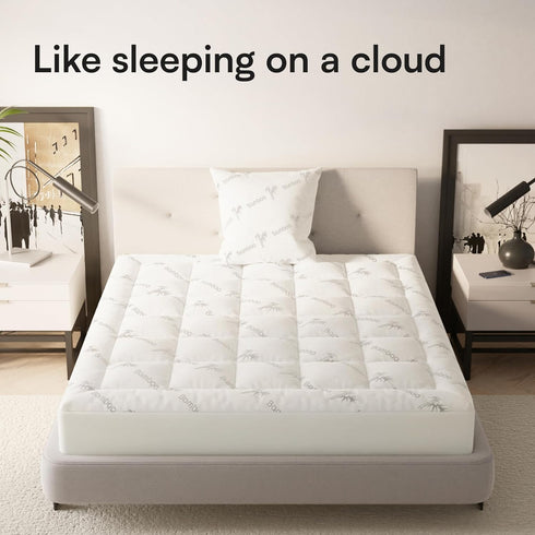 Viscose Made from Bamboo Twin XL Mattress Topper, Thick Cooling Breathable Pillow Top for Back Pain Relief