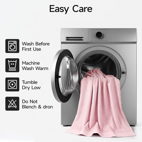 8-Piece Set, 2 2 4 100% REDKISS Luxury Pink Towel Bath Towels, Hand Towels, Washcloths, Cotton, Quick Dry, Highly