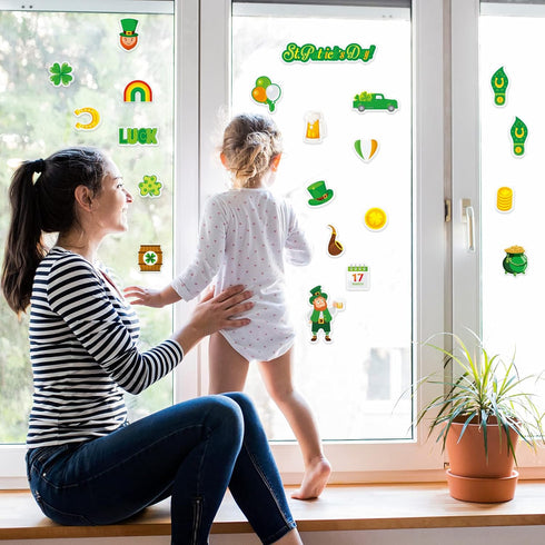 St Patrick's Day Thick Gel Cling Window Gel Clings Decals for Kids, Home Classroom Party Supplies Decorations