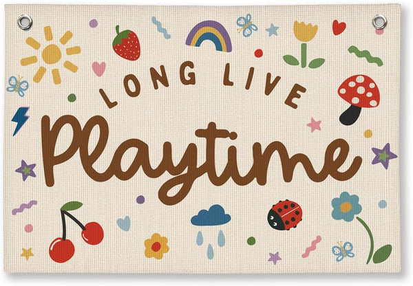 ShowDraven Playroom Wall Decor, Kids Toddler Boy Girls Playroom Decor Hanging Linen Banner,Play