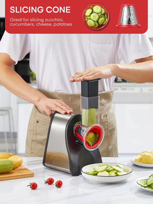 Electric Cheese Grater, 150W Cheese Shredder for Home Kitchen Use, One-Touch Control Slicer