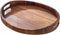 SARUFO Acacia Wood Round Ottoman Tray Decorative Serving Tray with Handles for Coffee