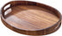 SARUFO Acacia Wood Round Ottoman Tray Decorative Serving Tray with Handles for Coffee