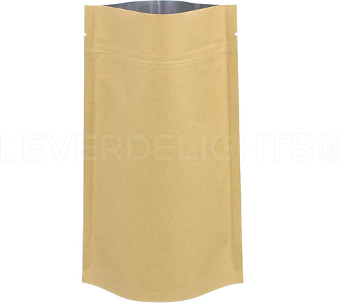 CleverDelights Kraft Stand Up Pouches - 8oz, 100 Pack, 6" x 9" x 3"