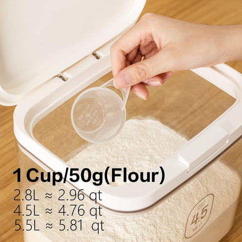 5.5 /5.81qt/5kg Flour Container - L Large Flour Dispenser Keep Your Flour Fresh and Dry Easily with Kitchen Essential