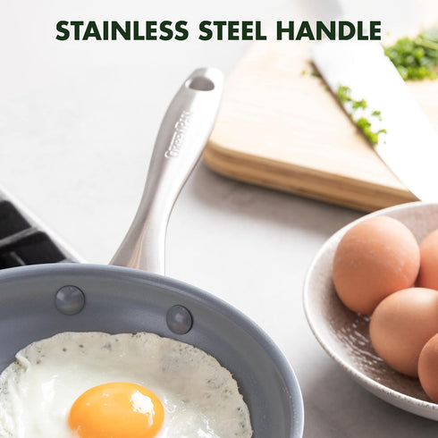 GreenPan Lima 8" Frying Pan Skillet, Ceramic Hard Anodized Nonstick, Gray, PFAS/PFOA-Free, Oven Safe