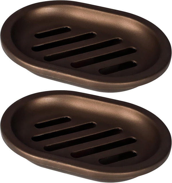 Topsky 2 Pcs Soap Dish for Shower, Double Layer Draining Soap Box with Drip Tray, Plastic, Bronze