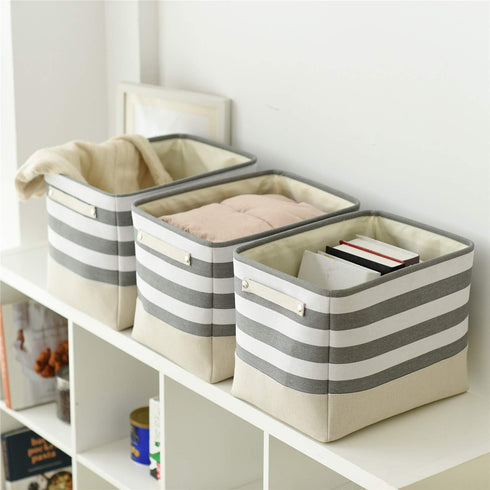 TheWarmHome Extra Large Cube Storage Bins, 3 Pack 16×12×12 inch, Sturdy Fabric Storage Basket with Handles for