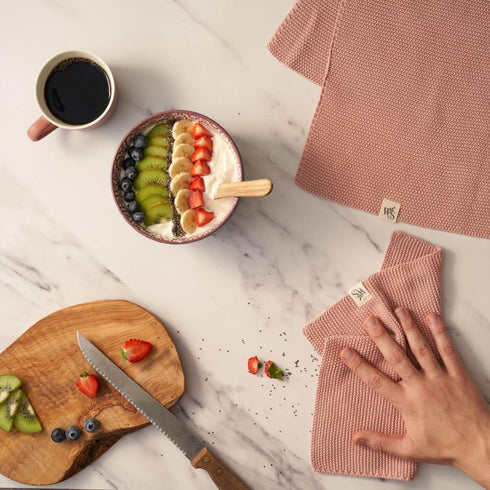 Wild & Stone Organic Cotton Dish Cloth, Eco-Friendly Biodegradable Kitchen Cloth, Compostable Cleaning Cloth, Rose