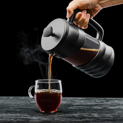 OVENTE 34 Ounce French Press Coffee Maker, Heat Resistant Borosilicate Glass, Black FPW34B