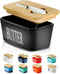 Hasense Butter Dish with Lid, Large Black Ceramic Butter Keeper with Knife for Countertop, Airtight Refrigerator Storage
