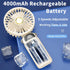 Portable Mini Handheld Fan - 4000mAh Rechargeable Battery Operated Desk Fan with Base, 5 Speeds for Travel
