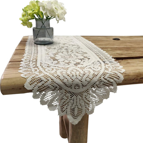 Tinsow 2 Pack Cotton Crochet Lace Rectangular Table Runner Dresser Scarf Doilies