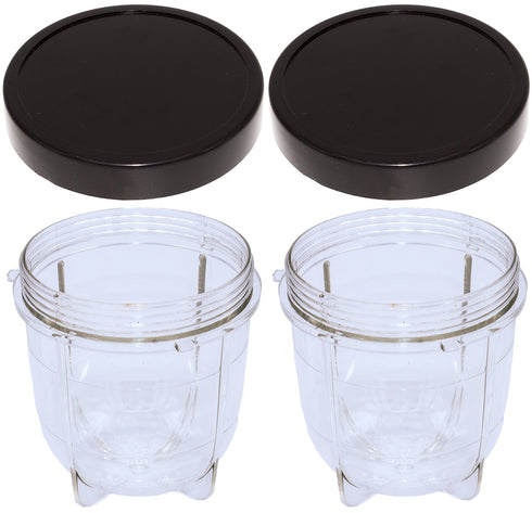 Blendin Replacement Short Cup with Stay Fresh Jar Lid, Compatible with Original Magic Bullet Blender, 8oz Cup (2 Pack)
