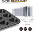 HONGBAKE Muffin Pan for Baking, Nonstick 12 Cup Cupcake Tin, 2 Pack Premium Cheesecake Pans, Dishwasher Safe - Dark Grey