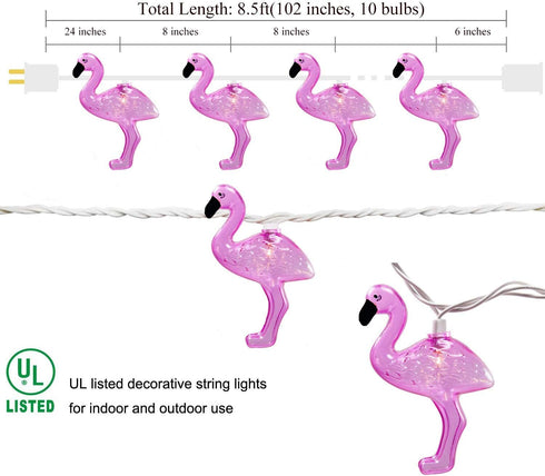SUNSGNE Pink Flamingo String Lights, Cute Fun Decor for Indoor Home Bedroom Birthday