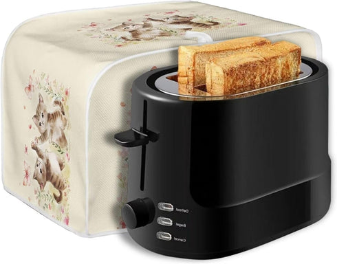 Cute Cat Butterfly Floral Print Toaster Cover, Waterproof for Standard 4 Slice Bread Maker, Kitchen Appliance Protector