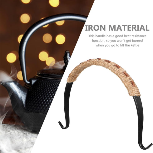 Hemoton Ceramic Teapot Handle, Adjustable Rope Wrapped U-Shape Replacement for Chinese Teapot