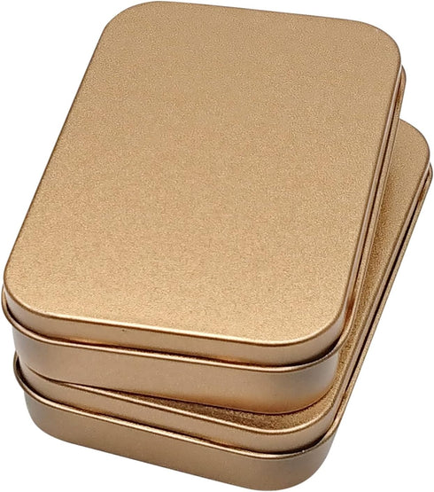 6 Pcs Metal Hinged Tin Box Container, Mini Portable Storage Kit with Lid for Home Storage, Gold, 3.7 x 2.3 Inch