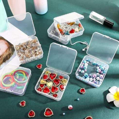 5 Pcs Clear Plastic Jewelry Storage Containers, Mini Square Box with Lid for Earplugs, Jewelry, Hardware, Small Crafts